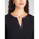 COMMA - Blouseshirt - Zwart - Driekwart Mouw - Effen