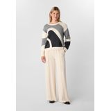 comma casual identity - Trui - Lichtbeige / Zwart - Gebreide Truien