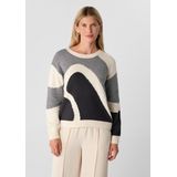 comma casual identity - Trui - Lichtbeige / Zwart - Gebreide Truien