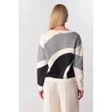 comma casual identity - Trui - Lichtbeige / Zwart - Gebreide Truien