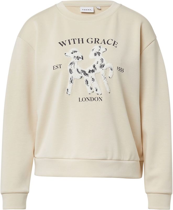 Comma - Sweatshirt - Ecru - Met Print en Applicaties