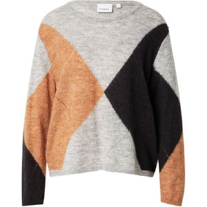 COMMA - Trui - Grijs Gemêleerd - Color-Blocking - Lange Mouw