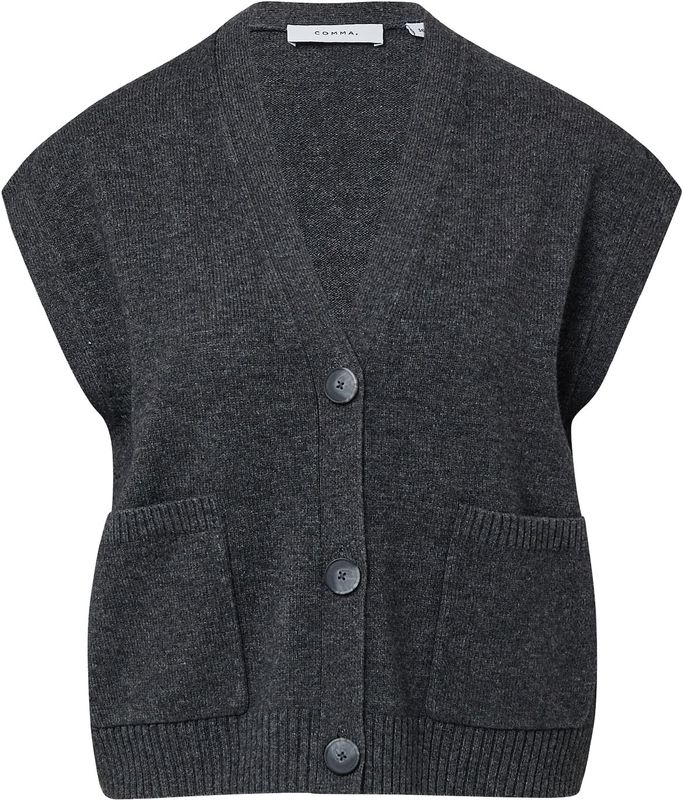 COMMA - Gebreide Bodywarmer - Antraciet