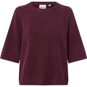 COMMA - Gebreide Trui - Bordeaux - Ronde Hals - Halve Mouw
