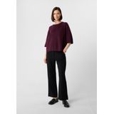 COMMA - Gebreide Trui - Bordeaux - Ronde Hals - Halve Mouw