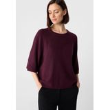 COMMA - Gebreide Trui - Bordeaux - Ronde Hals - Halve Mouw