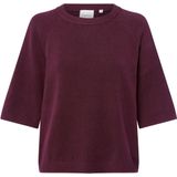 COMMA - Gebreide Trui - Bordeaux - Ronde Hals - Halve Mouw