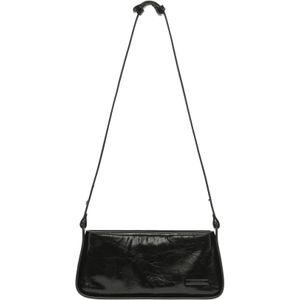 LIEBESKIND BERLIN Leren Schoudertas Franzis Lack Distressed Crossbody Bag Black Zwart
