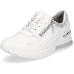 Veterschoenen - Wit - Vrijetijdsschoen - Metallic Inzet - Sleehak