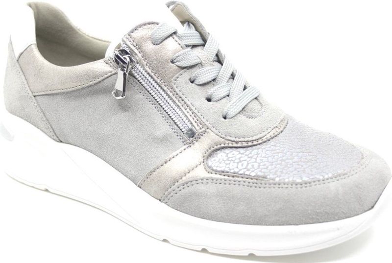 Waldlaufer - Dilara - Sneakers - Warmgrijs - Leer - Veter- en Ritssluiting