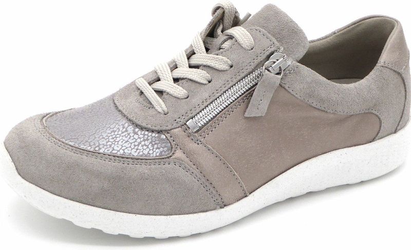 Waldläufer - Orthotritt - Dames Sneaker - Grijs - Leer/Kreuklak en Stretch