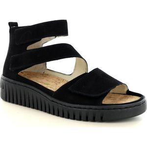 Waldläufer - 955801 - Damessandaal - Zwart - Nubuck - Klittenbandsluitingen