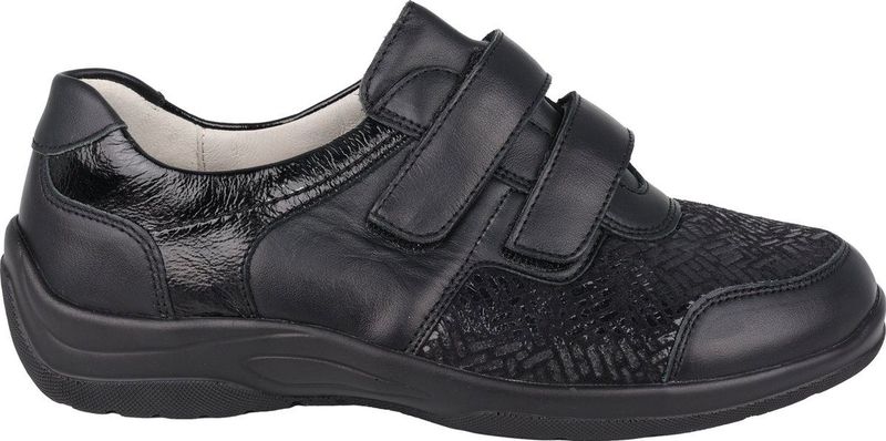 Waldläufer - OrthoTritt - Klittenbandschoen - Leer/Stretch - Zwart
