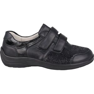 Waldläufer - OrthoTritt - Klittenbandschoen - Leer/Stretch - Zwart