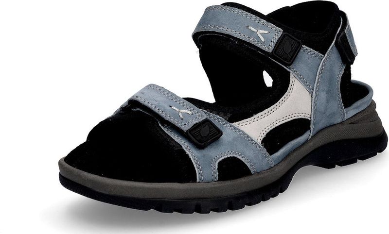 Outdoorschoen - Jeansblauw/Zwart - Sleehak - Klittenbandsluiting