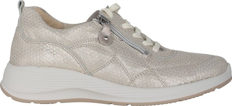 Waldläufer Kalea - Dames Sneaker - Zilver - Premium Bovenleer - Rits Aan Zijkant