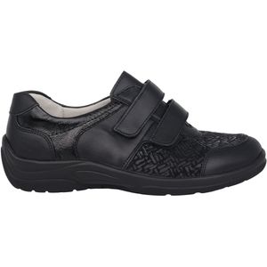 Waldläufer - Hesna - Dames Sneaker - Zwart - Klittenbandsluiting - Breedte H