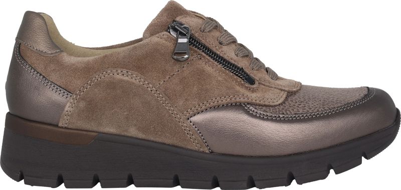 Waldläufer - K-Ramona - Dames Sneaker - Grijs - Lakleer en Suède