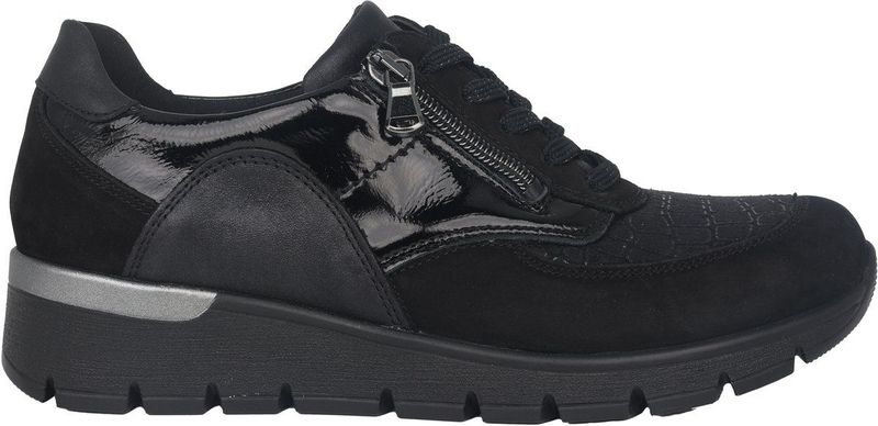 Waldläufer - K-Ramona - Dames Sneaker - Grijs - Lakleer en Suède