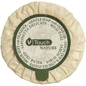 V-Touch Milde zeep Nature (met olijfolie, in geplooid papier); bruin/groen; 400 stuk / verpakking