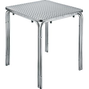 PULSIVA Aluminium tafel Limona vierkant stapelbaar; 80x80x70 cm (LxBxH); Tafelblad zilver, frame zilver; vierkant