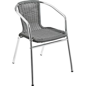 VEGA Alu-Rotan stoel Columbia; 52x59.5x71 cm (BxDxH); zitting grijs, frame zilver; 4 stuk / verpakking