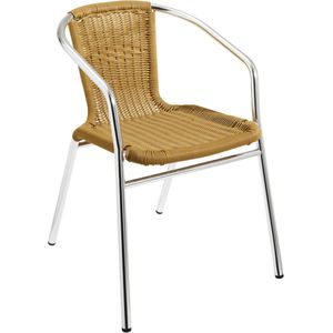 PULSIVA Aluminium met vlechtwerk stoel Card; 53x57x73 cm (BxDxH); zitting beige, frame zilver; 4 stuk / verpakking