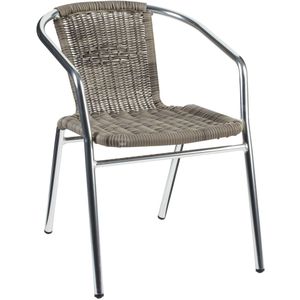 PULSIVA Aluminium met vlechtwerk stoel Card; 53x57x73 cm (BxDxH); zitting taupe, frame zilver; 4 stuk / verpakking