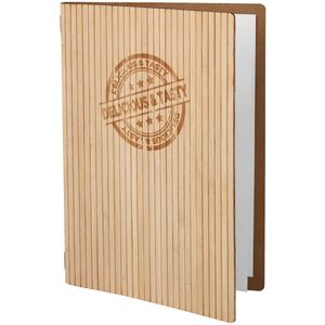 VEGA Menukaart Pipestone met embossing DELICIOUS & TASTY A4; Maat A4, 23x32.5 cm (BxH); beige