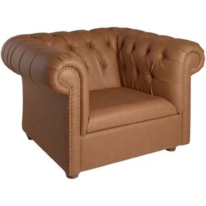 VEGA Fauteuil Chesterfield incl. poten; 114x97x72.5 cm (BxDxH); zitting cognac, frame bruin