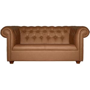 VEGA 2-zits sofa Chesterfield incl. poten; 167x97x72.5 cm (BxDxH); zitting cognac, frame bruin