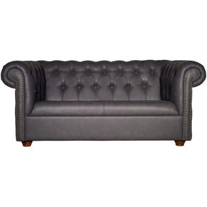 VEGA 2-zits sofa Chesterfield incl. poten; 167x97x72.5 cm (BxDxH); zitting antraciet, frame bruin