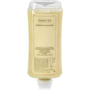 VEGA Dispenser shampoo & douchegel Amber Spa gerecycled kunststof; 330 ml; geel; 24 stuk / verpakking