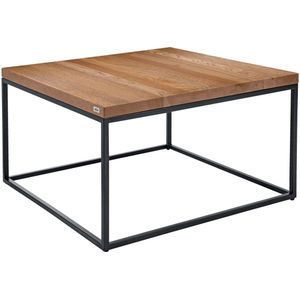 VEGA Bijzettafel Deven vierkant; 60x60x37 cm (LxBxH); Tafelblad antiek eiken/bruin, frame zwart; vierkant