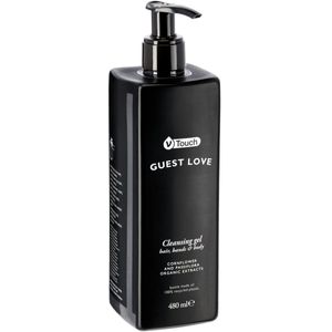 V-Touch Hotel shampoo en douchegel Guest Love 3 in 1 met pompdispenser; 480 ml; transparant; 18 stuk / verpakking