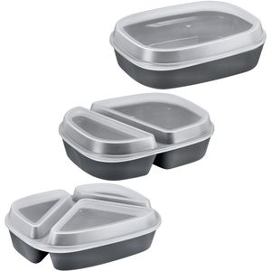 circ Nette Mehrweg Monsterset Mehrweg-Menübox 1-vaks, 2-vaks, 3-vaks; grijs; ovaal