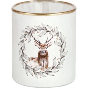 Theelichthouder Benno; 8x9 cm (ØxH); beige/goud; 2 stuk / verpakking