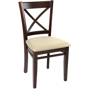 PULSIVA Houten stoel Castle; 45x40x89 cm (BxDxH); zitting beige, frame walnoot; 2 stuk / verpakking