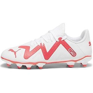 PUMA Future Play FG/AG Jr voetbalschoenen voor kinderen, uniseks, Wit Fire Orchid Red, 29 EU