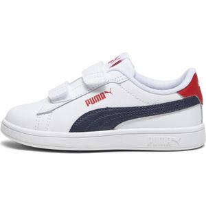 PUMA Smash 3.0 L V Ps Sneakers voor kinderen, uniseks, Puma White PUMA Navy For All Time Red, 31 EU