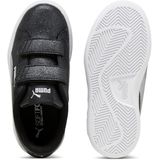 PUMA Smash 3.0 Glitz Glam sneakers voor Dames, Zwart/Wit/Zilver, Maat 27,5
