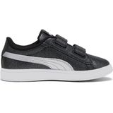 PUMA Smash 3.0 Glitz Glam sneakers voor Dames, Zwart/Wit/Zilver, Maat 27,5