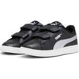 PUMA Smash 3.0 Glitz Glam sneakers voor Dames, Zwart/Wit/Zilver, Maat 27,5