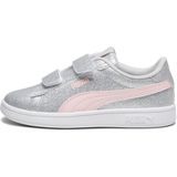 PUMA Smash 3.0 Glitz Glam V PS Sneaker, Glacial Gray-Frosty Pink, 28.5 EU, Glacial Gray Frosty Pink, 30 EU