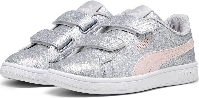 PUMA Smash 3.0 Glitz Glam V PS Sneaker, Glacial Gray-Frosty Pink, 28.5 EU, Glacial Gray Frosty Pink, 30 EU