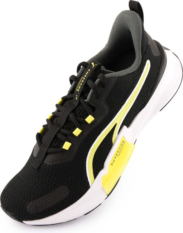 PUMA - PWRFRAME TR 2 - Sneakers - Zwart - Geel - Sportieve Stijl