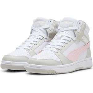 PUMA Rebound V6 Mid Jr Sneakers - PUMA White-Frosty Pink-Sedate Gray - Gerecycled Materiaal