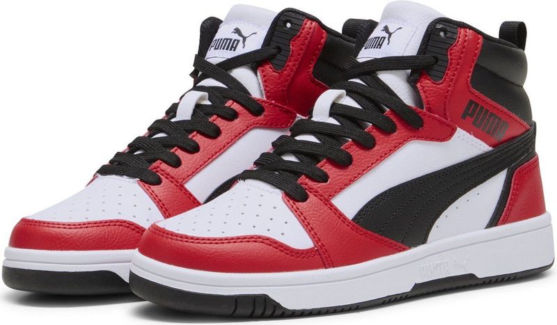 PUMA - Rebound V6 Mid - Sneakers - Zwart/Rood/Wit - Gerecycled Materiaal