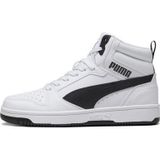 PUMA Rebound V6 MID JR Sneaker, Wit Zwart, 4.5 UK, Puma White Puma Zwart, 37.5 EU