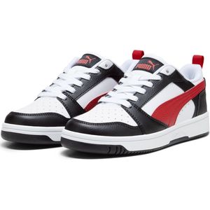 PUMA PUMA Rebound V6 Lo Jr Sneakers, uniseks, Veelkleurig (Wit For All Time Red Black), 37 EU